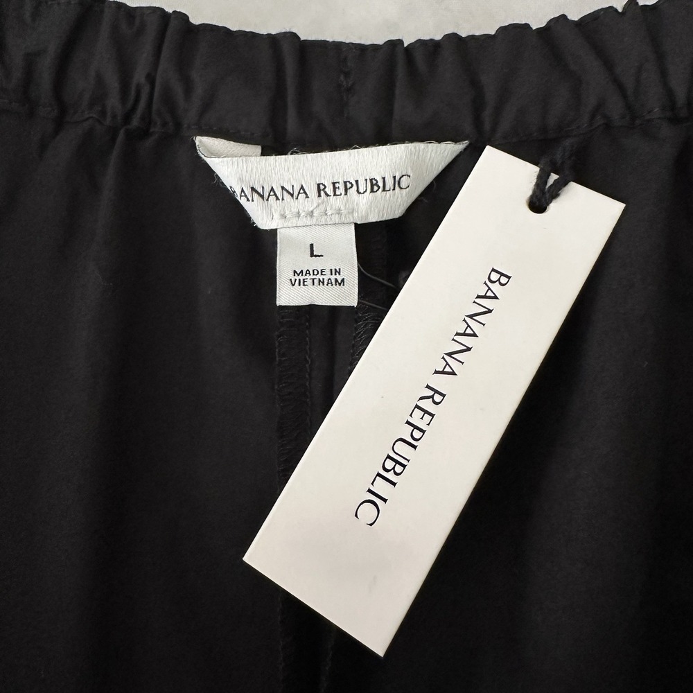 Banana Republic Cotton Poplin Pull-On Pants Large Black High Rise NWT Pockets - Picture 14 of 14